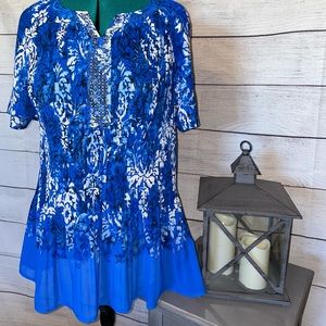 Catherines sheer blouse w/silver embellishment top